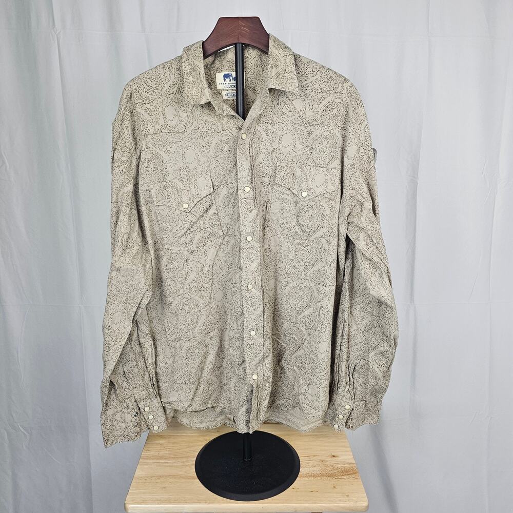 LUCKY BRAND x JOHN ROBSHAW Pearl Snap Western Boho Festival Shirt Mens XXL